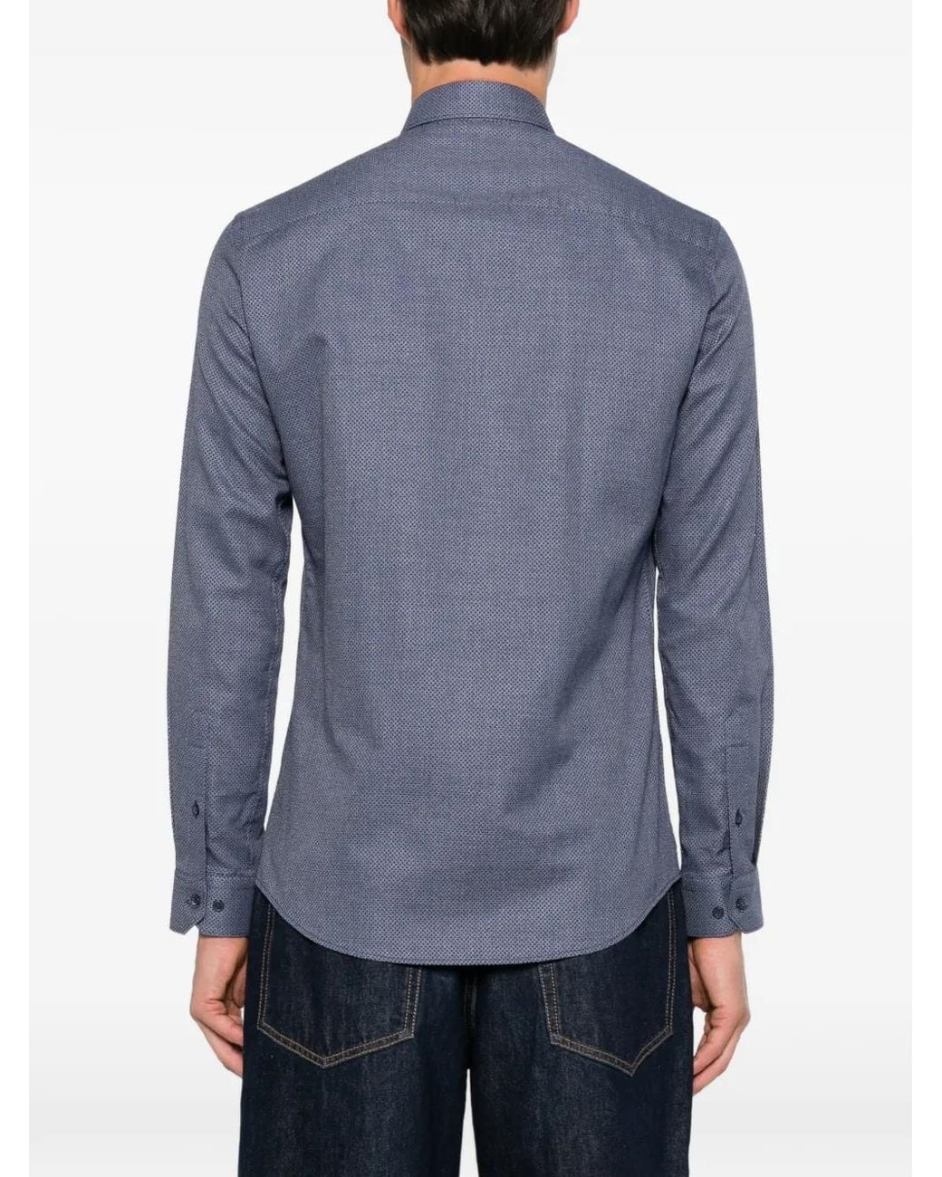 Carducci Blue Micro-Patterned Button-Down Shirt for men