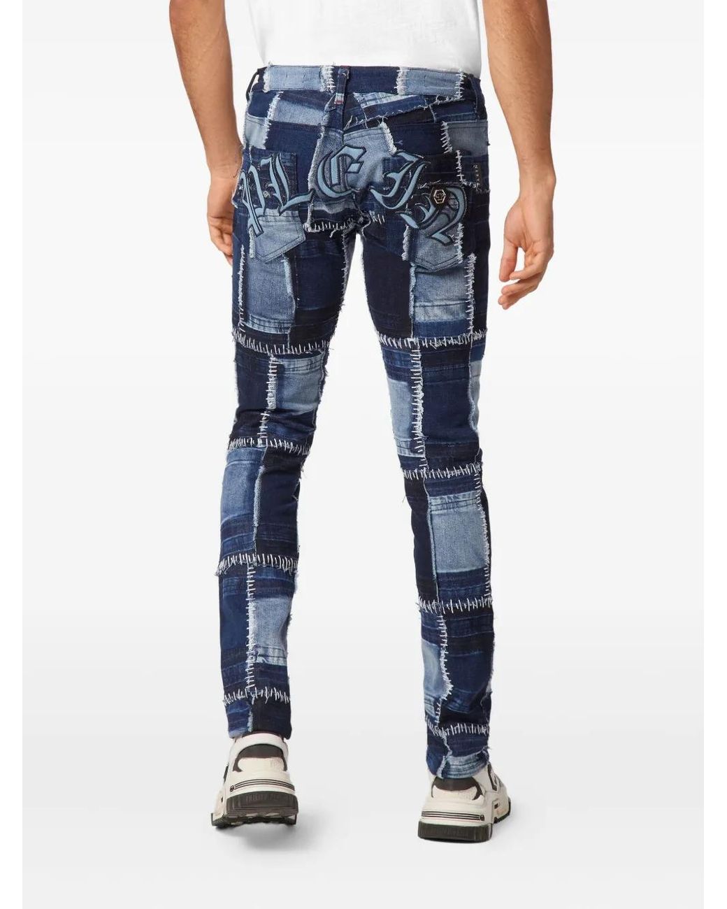 Vaqueros Con Costuras En Patchwork Philipp Plein de hombre de color Blue