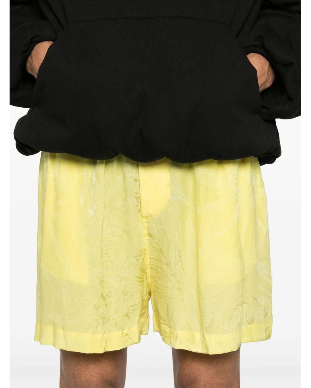 Balenciaga Yellow Crinkled Shorts for men