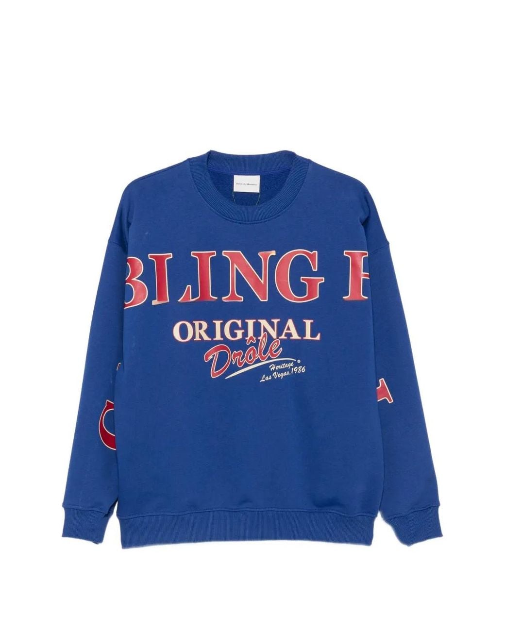 Drole de Monsieur Blue Slogan-Print Sweatshirt for men