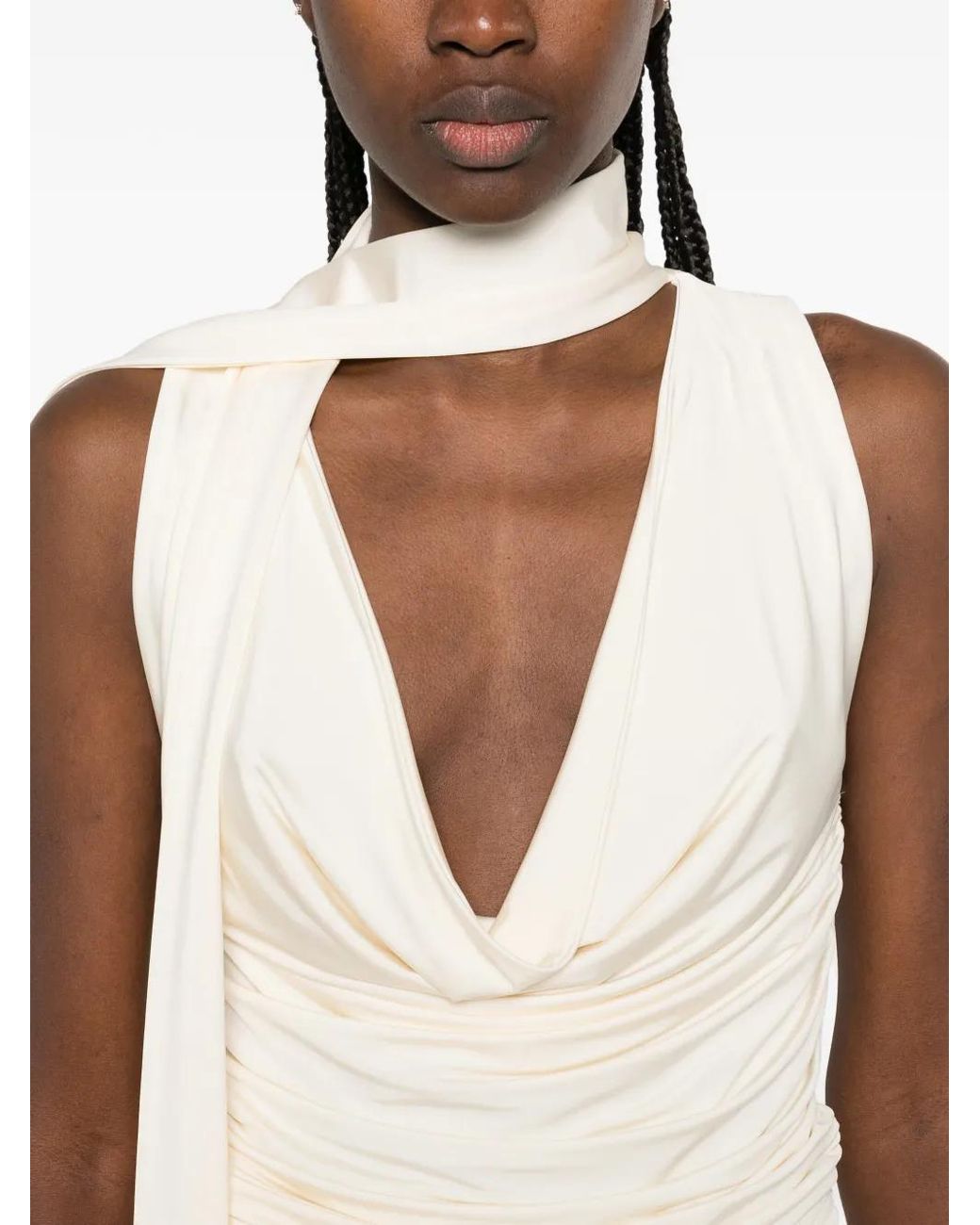 AYA MUSE White Self-Tie Draped Top