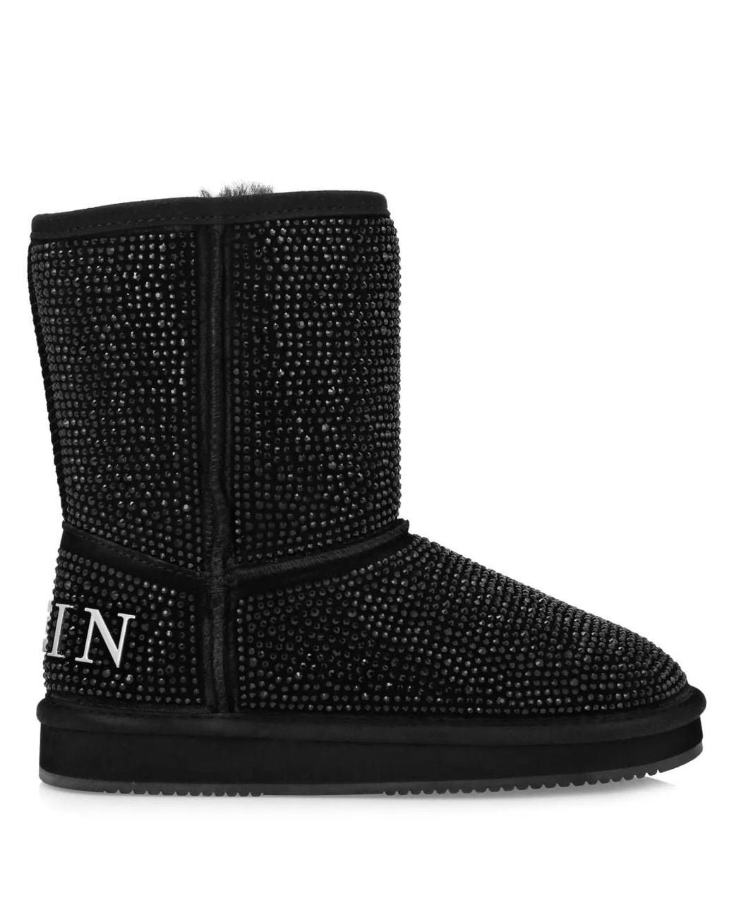 Philipp Plein Black Crystal-Embellished Boots