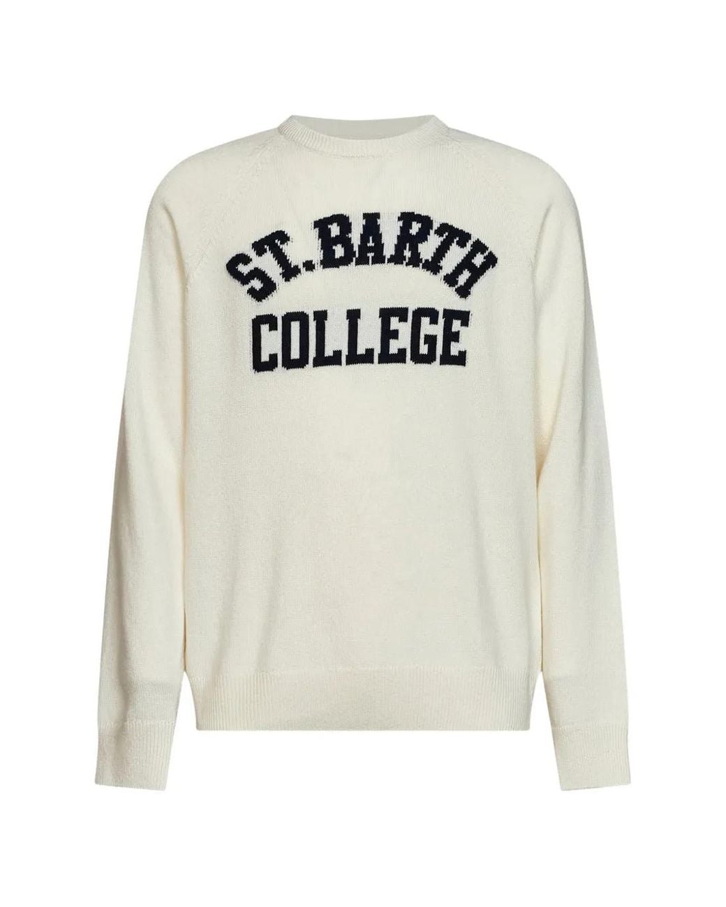 Mc2 Saint Barth White Intarsia-Knit Raglan-Sleeve Sweater for men