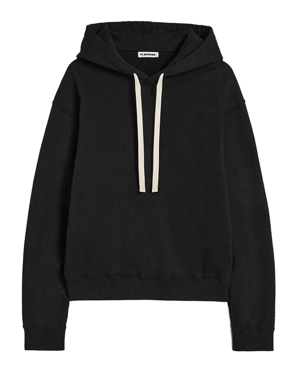 Jil Sander Black Cotton Terry Hoodie for men