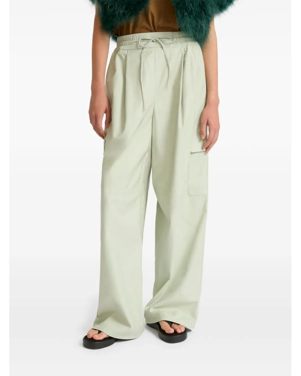 Yves Salomon Green Lambskin Cargo Pants