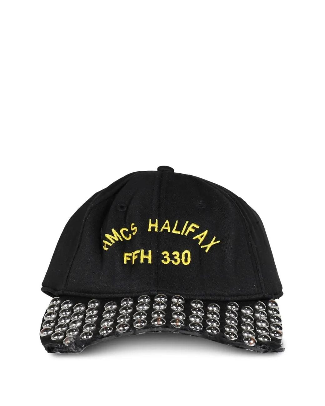 Joshua J Black Embroidered Stud-Embellished Cap for men