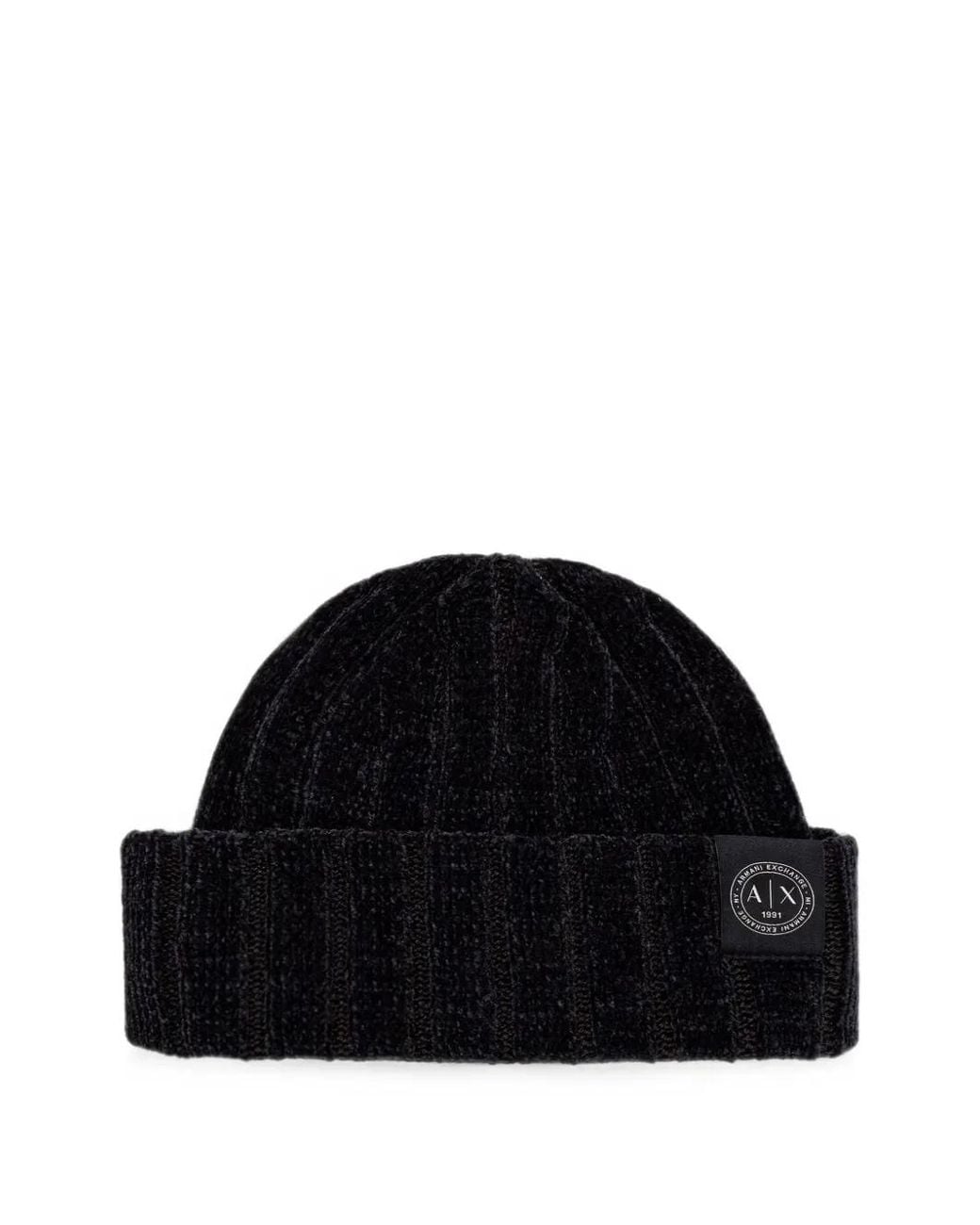 ARMANI EXCHANGE Gerippte Beanie Mit Logo-Patch in Black für Herren