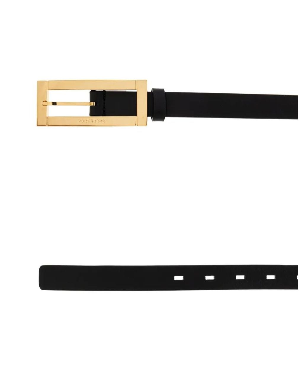 DSquared² White Rectangular-Buckle Leather Belt