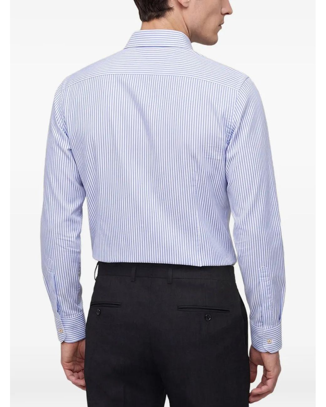 Kiton Blue Stripe-Pattern Cotton Shirt for men