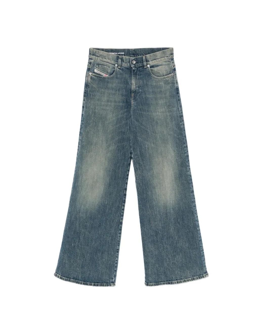 DIESEL Blue 1978 D-Akemi Faded Wide-Leg Jeans