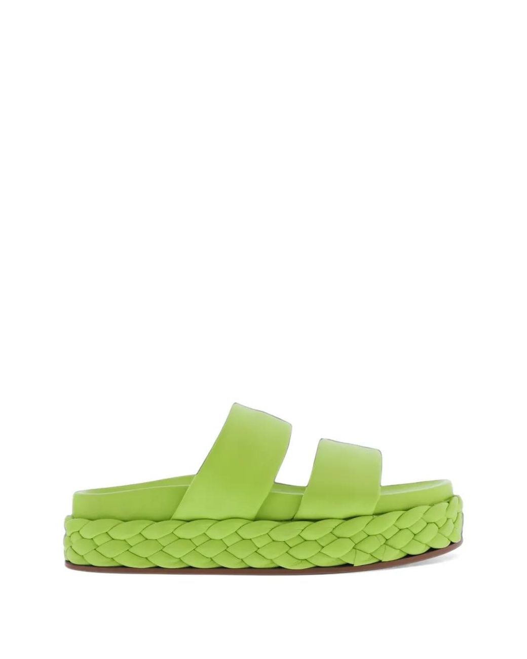 Inuovo Green Braided-Sole Leather Sandals