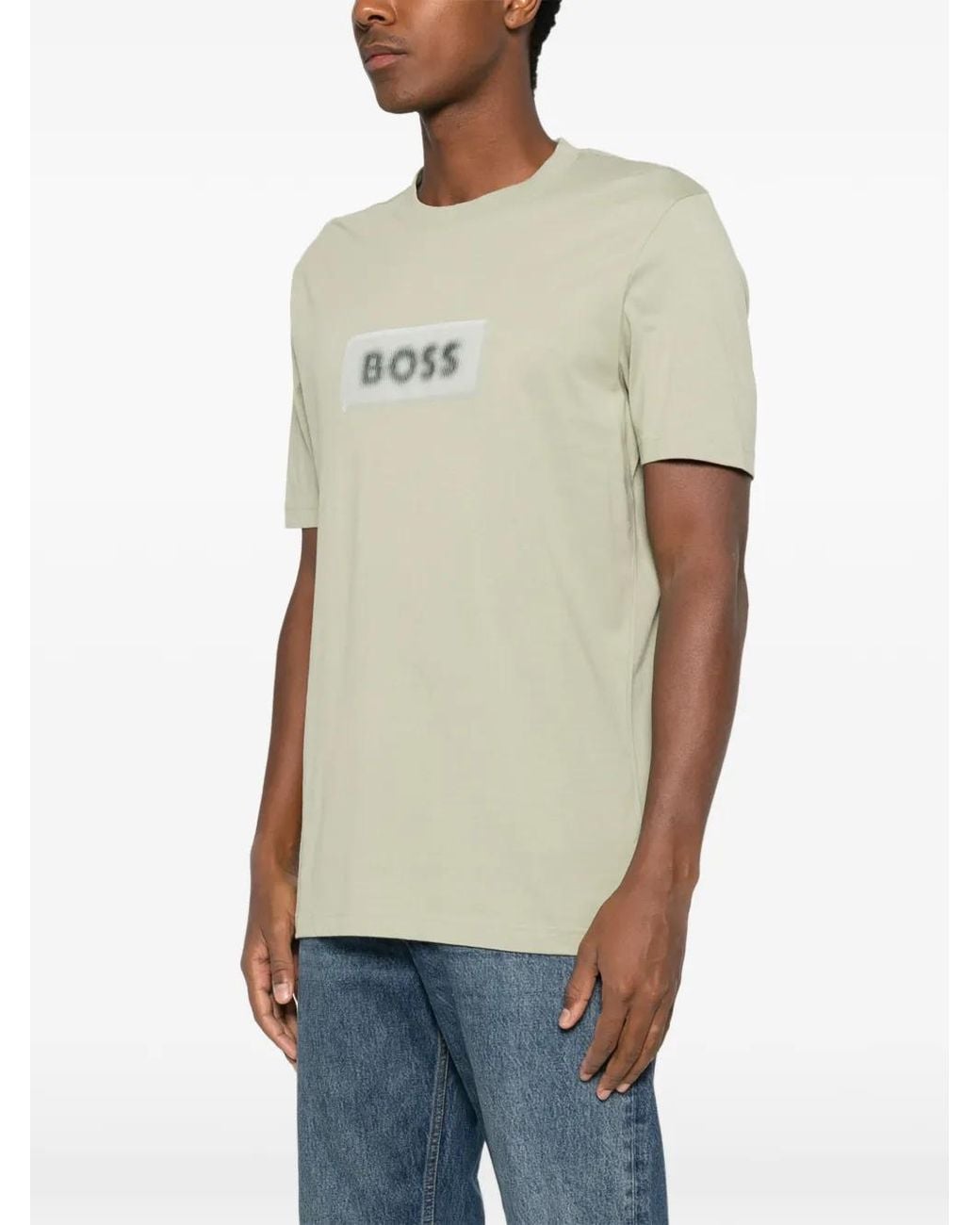 Boss White Logo-Patch T-Shirt for men