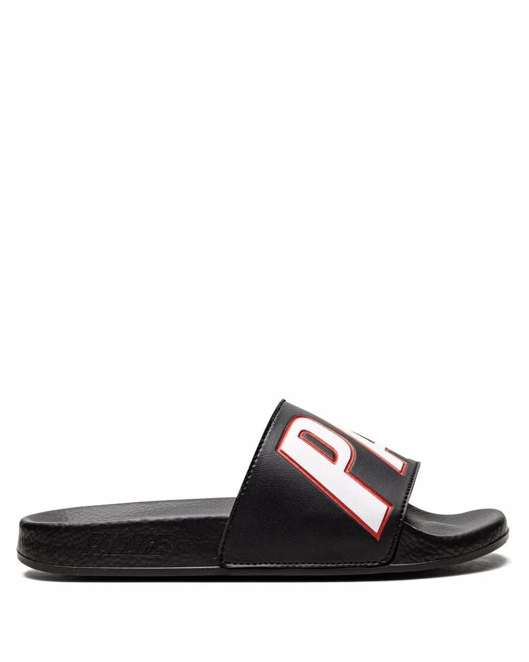 Palace Black Logo-Patch Rubber Slides for men