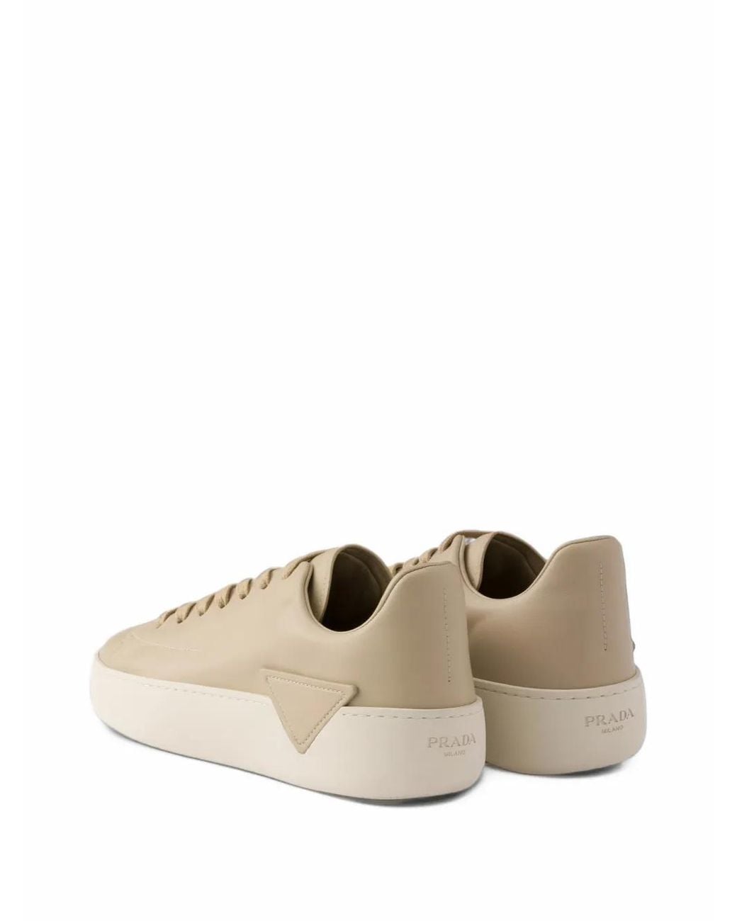 Prada Natural Court Leather Sneakers