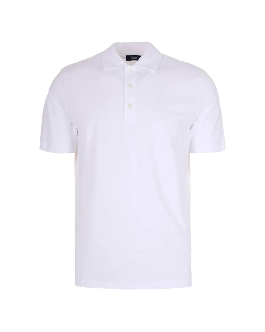 Herno White Short-Sleeve Jersey Polo With French Collar for men