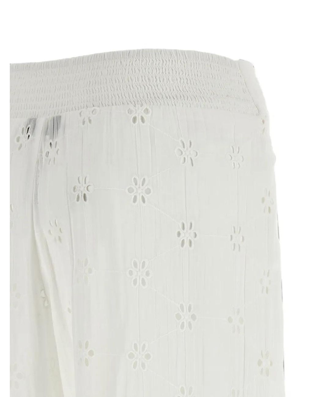 Polo Ralph Lauren White Embroidered-Lace Wrap Palazzo Pants