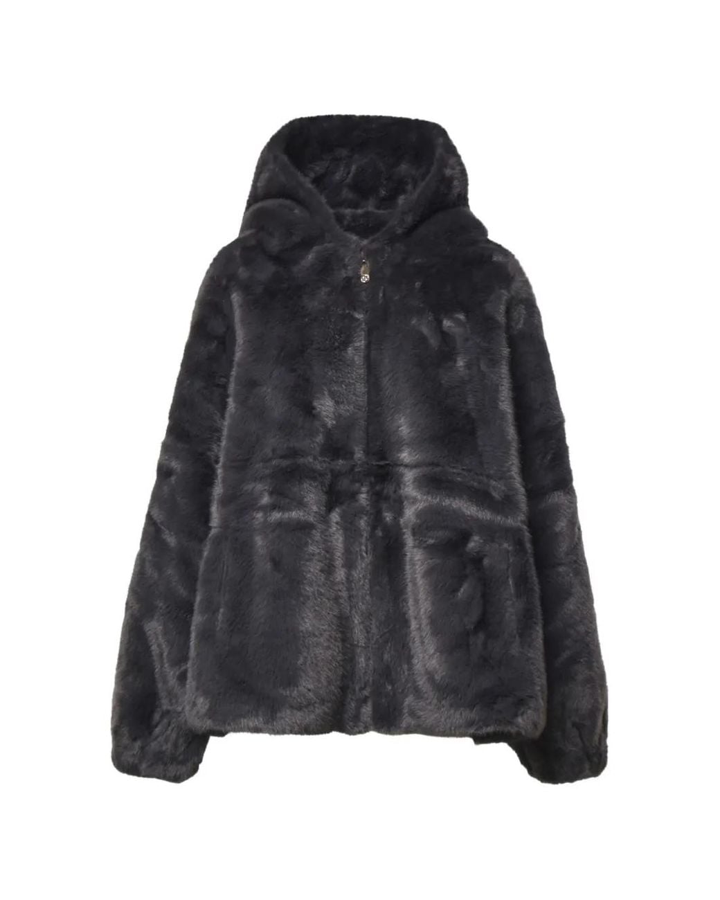 V73 Black Princess Faux-Fur Hooded Coat