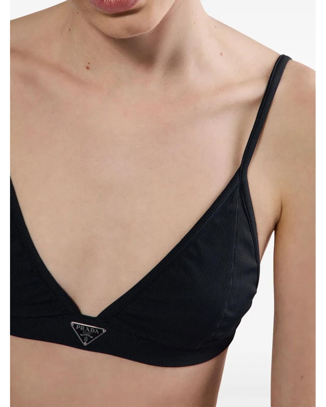 Prada Blue Ribbed Knit Bralette Bikini Top