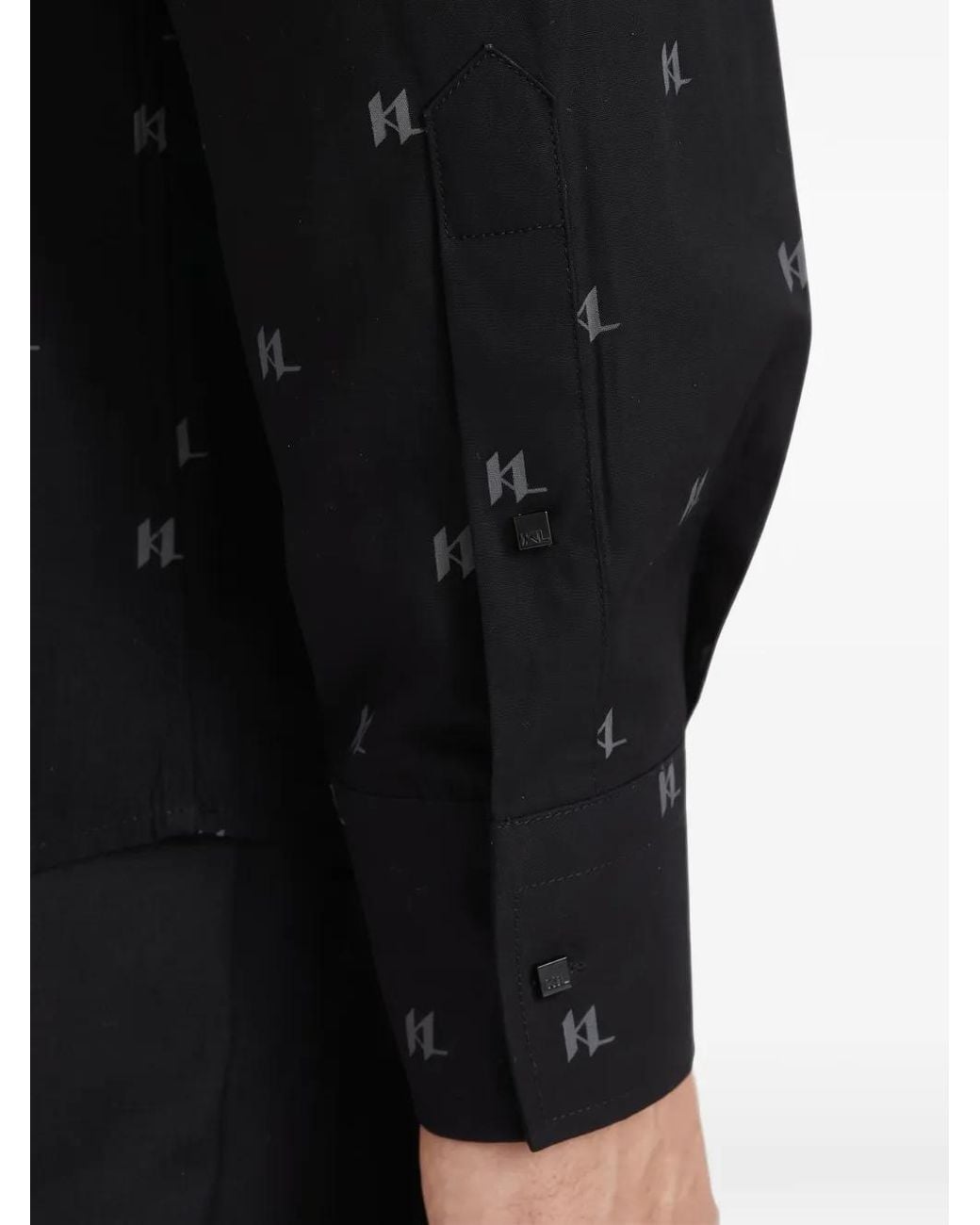 Karl Lagerfeld Black Logo-Monogram Shirt for men