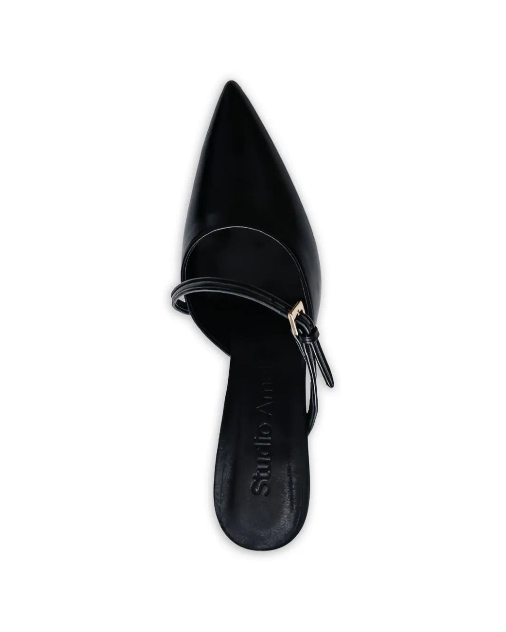 STUDIO AMELIA Black Alto Buckle-Strap Mules