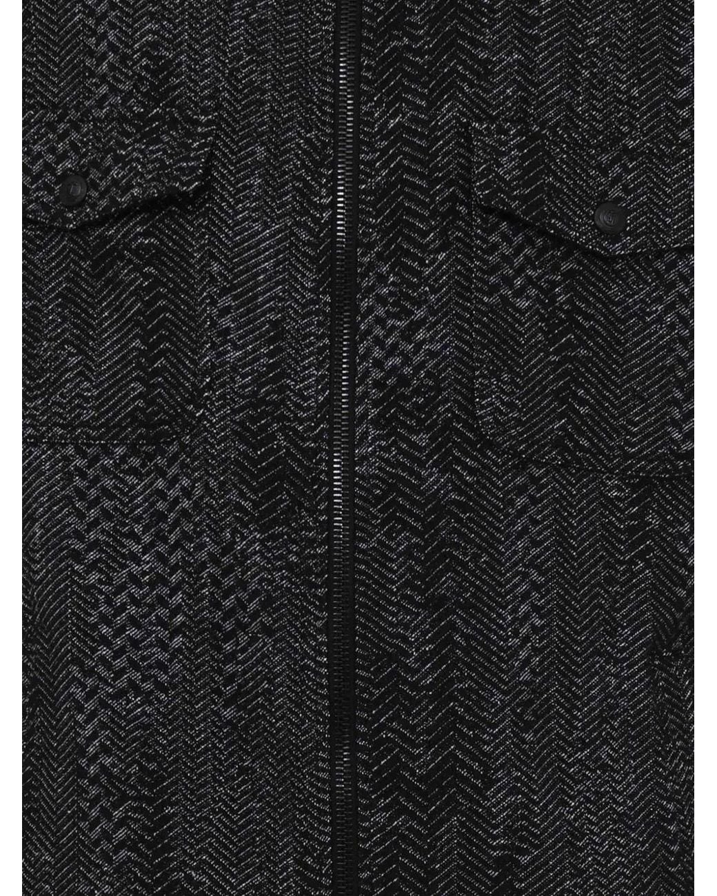 Just Cavalli Black Herringbone Zip-Front Jacket for men