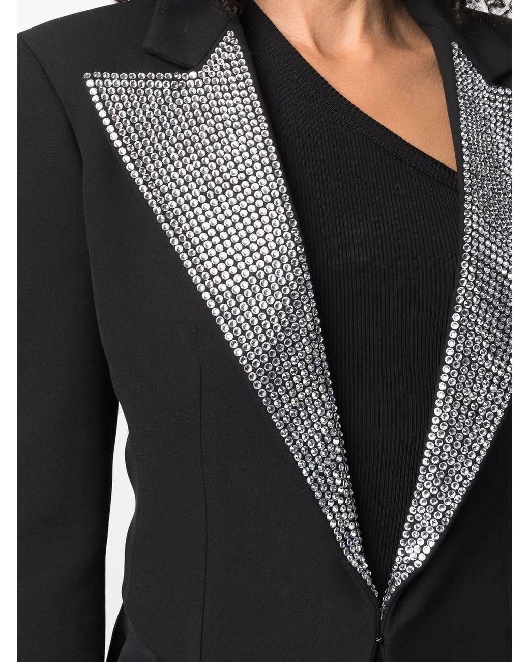 Philipp Plein Black Crystal-Embellished Cropped Blazer