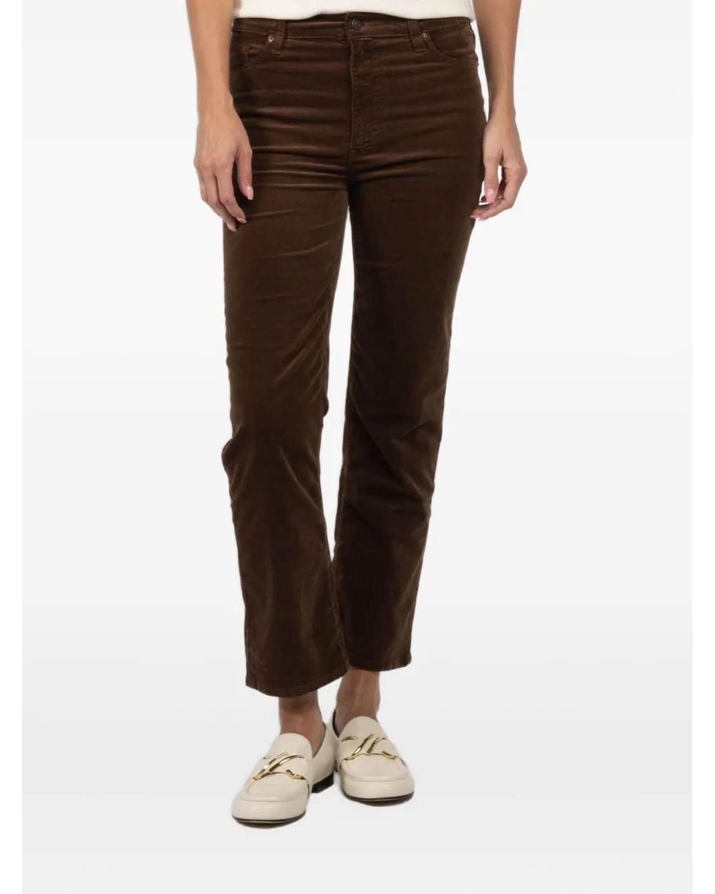 FRAME Brown Corduroy Straight-Leg Trousers