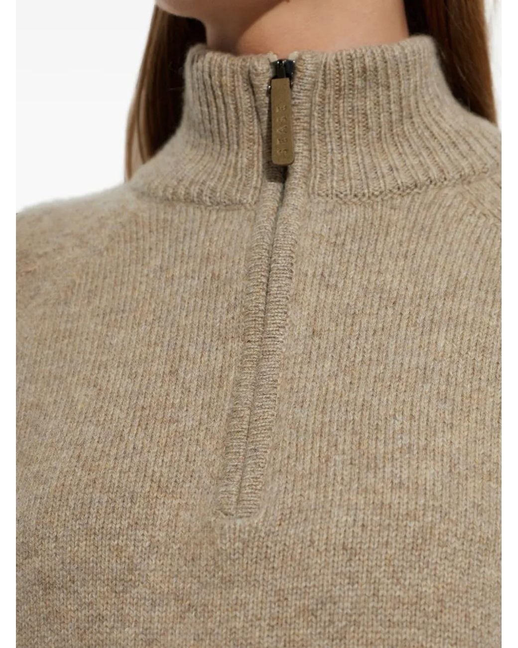 Sease Natural Quarter-Zip Cashmere Sweater