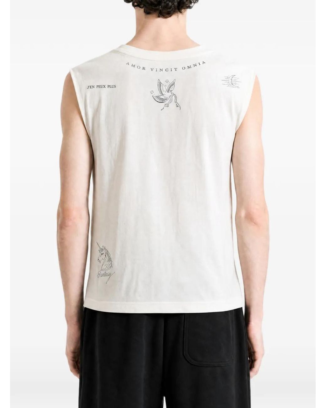 Balenciaga White Graphic-Print Tank Top for men