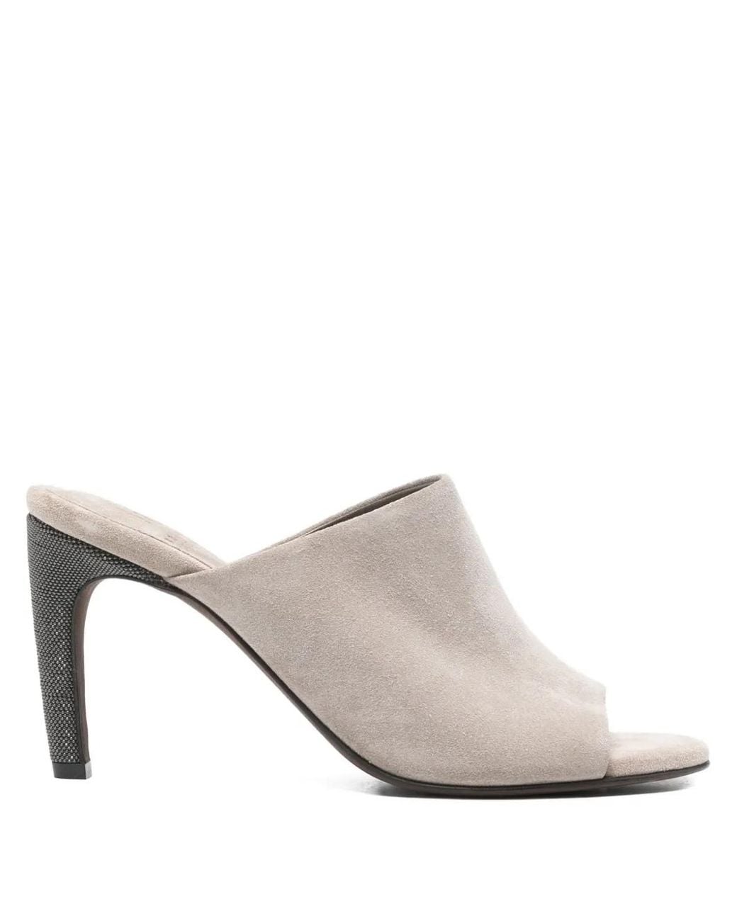 Brunello Cucinelli White Peep-Toe Heeled Sandals