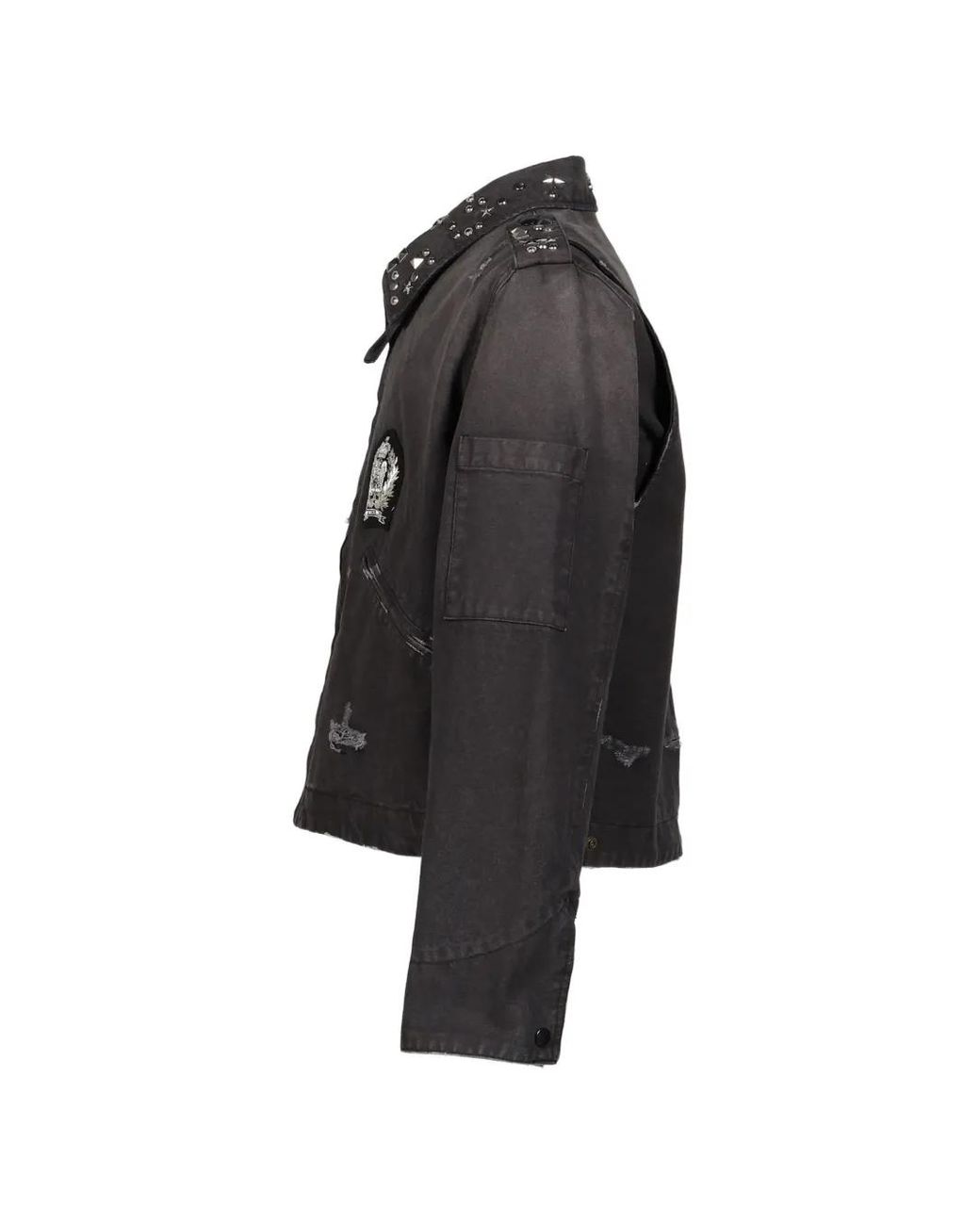 Protocol Index Black Studded-Collar Work Jacket for men