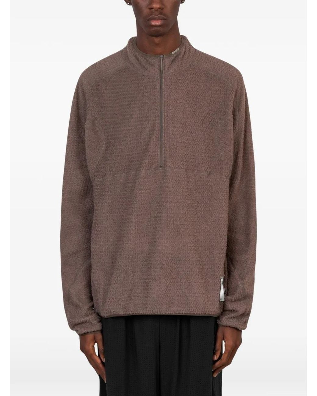 Satisfy Brown Fuzzfleece Ad Half-Zip Sweater for men