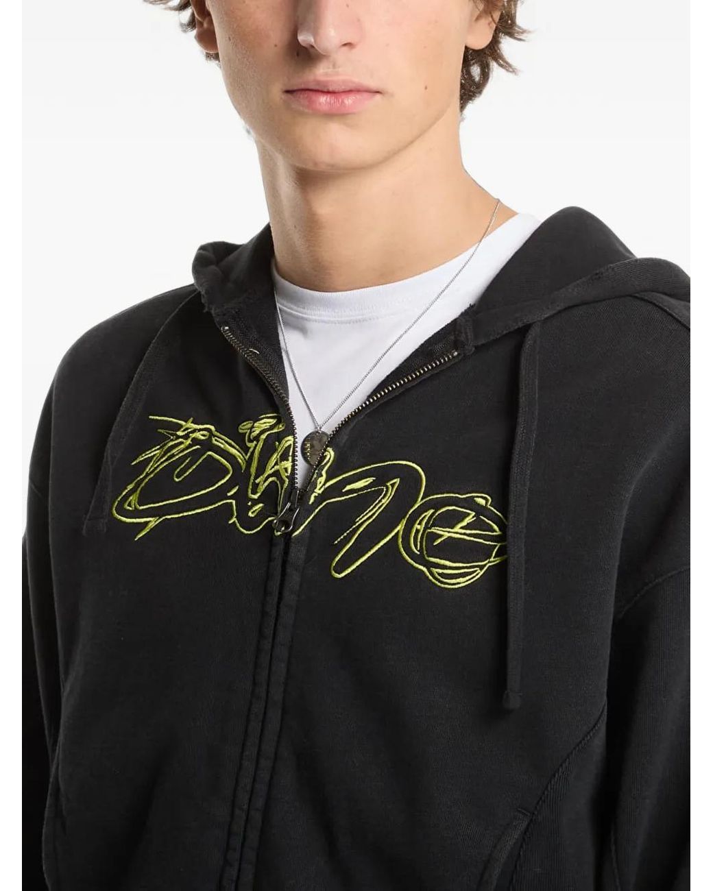 Dime Black Distressed Terry Hoodie for men
