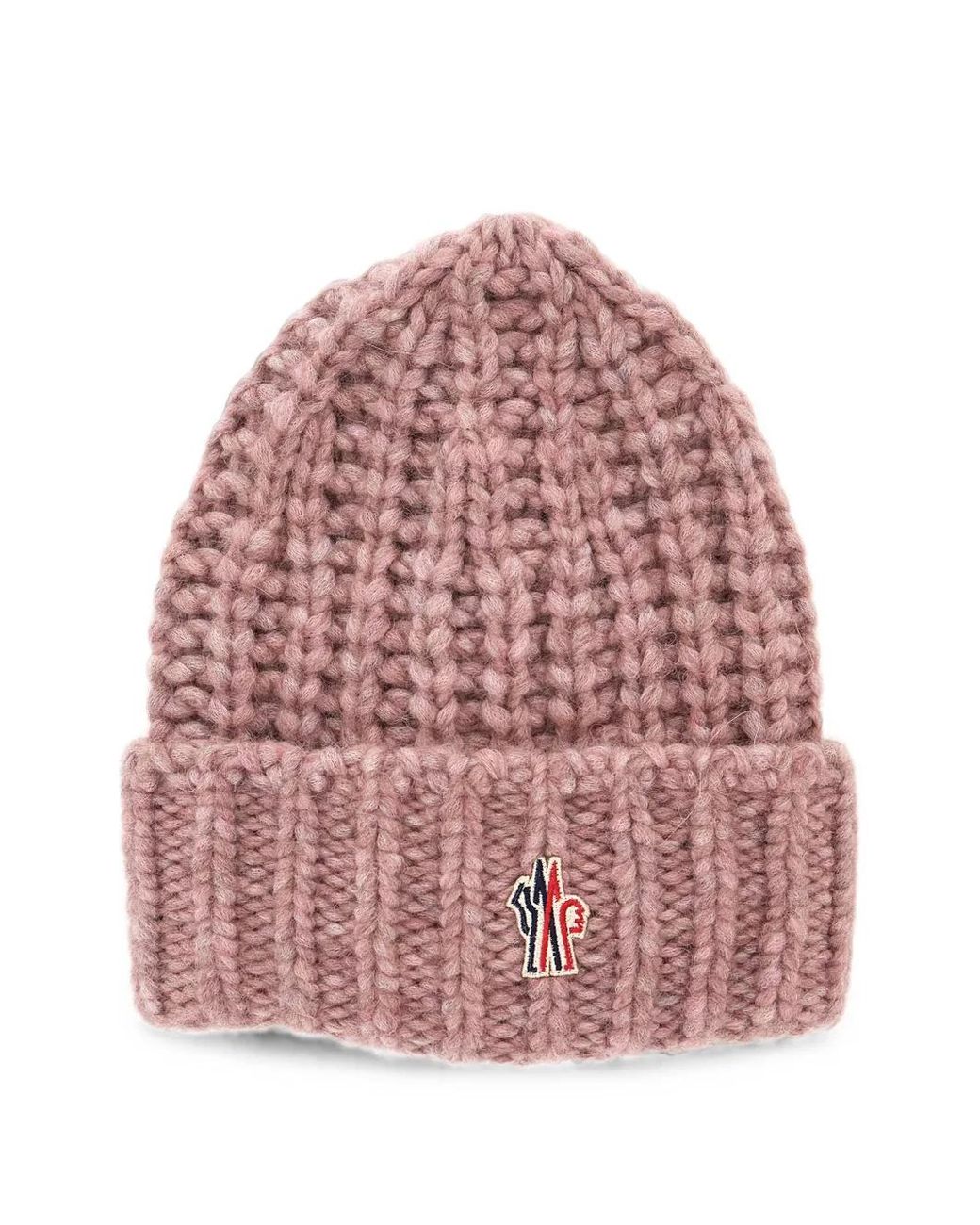 Moncler Pink Logo-Patch Beanie Hat