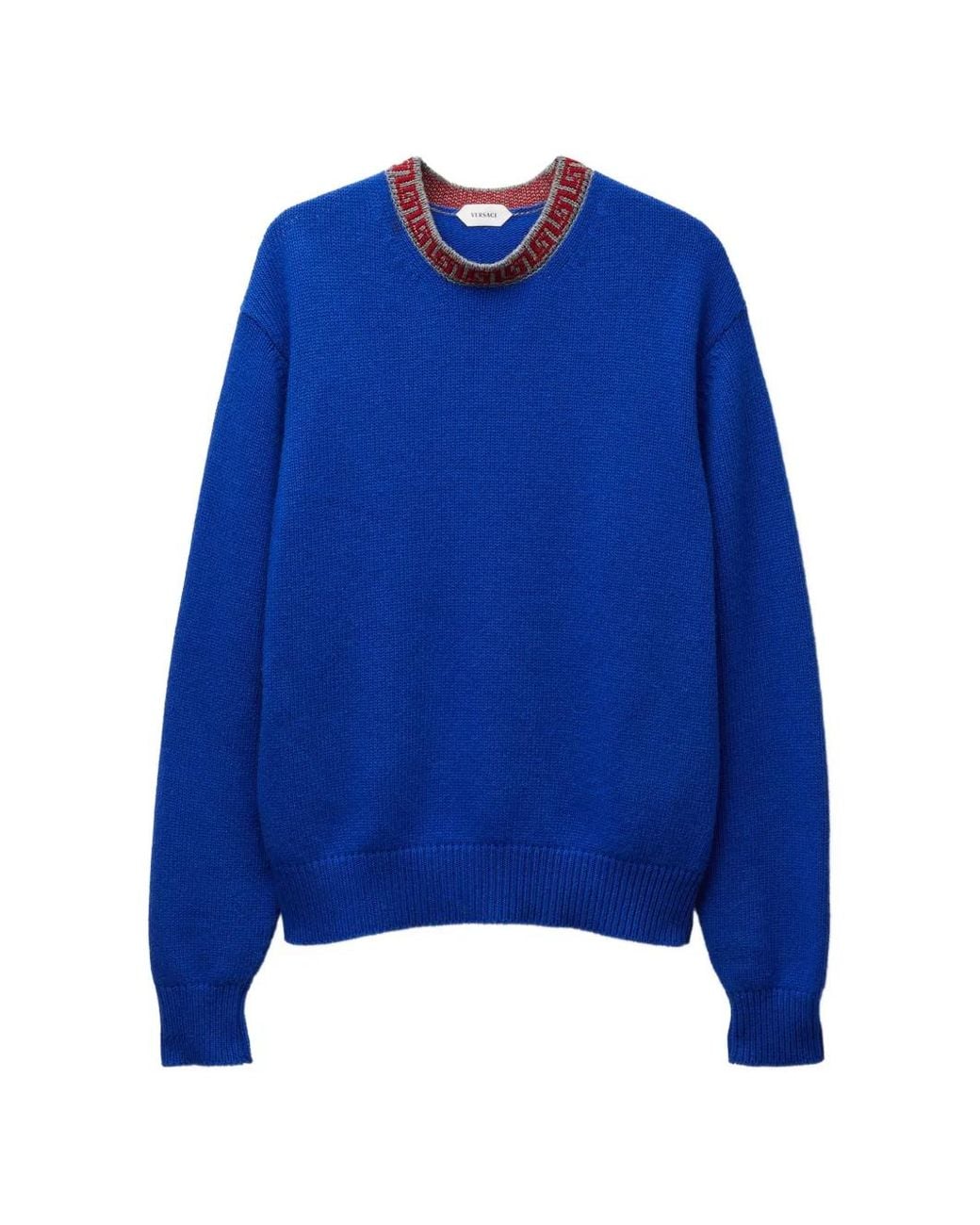Versace Blue Pull En Laine Et Cachemire À Col Rond for men