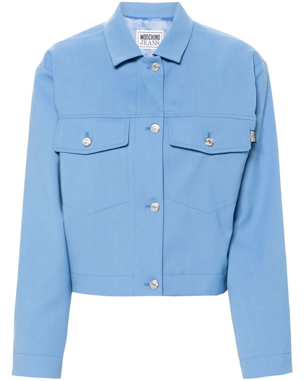 Moschino Blue Logo-Tag Jacket