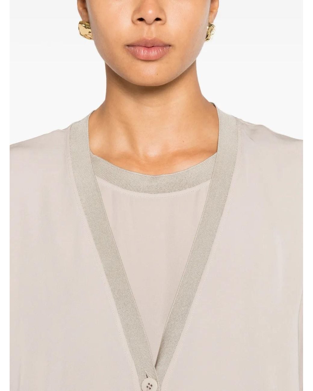 Giorgio Armani Natural Button-Up Jacket And Blouse