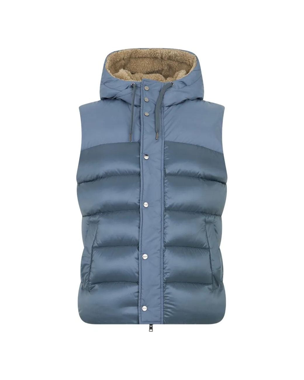 Herno Blue Hooded Padded Gilet for men