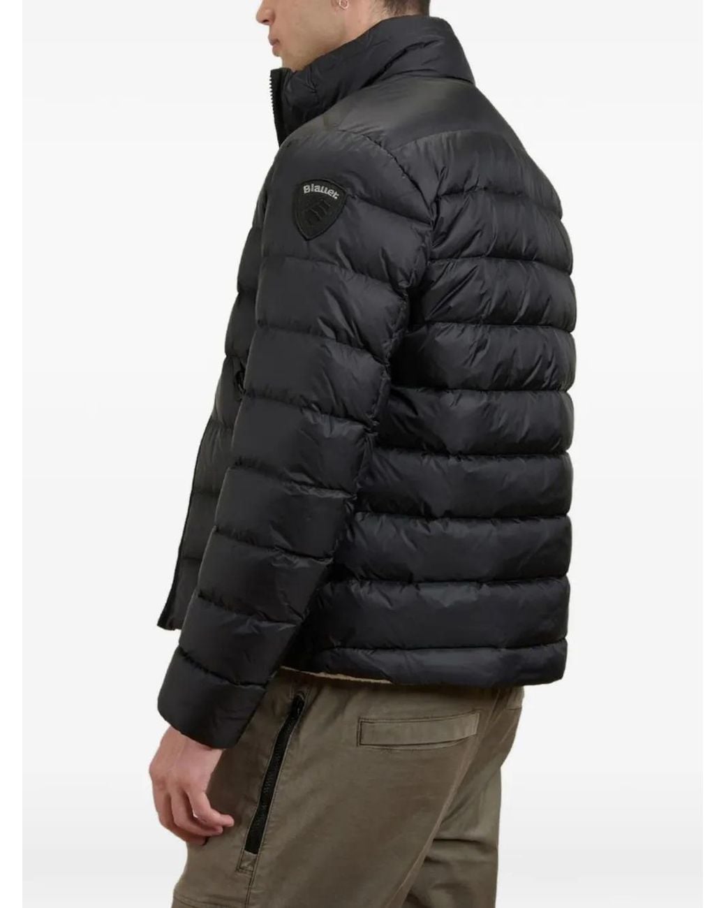 Blauer Gesteppte Jacke Mit Logo-Patch in Black für Herren