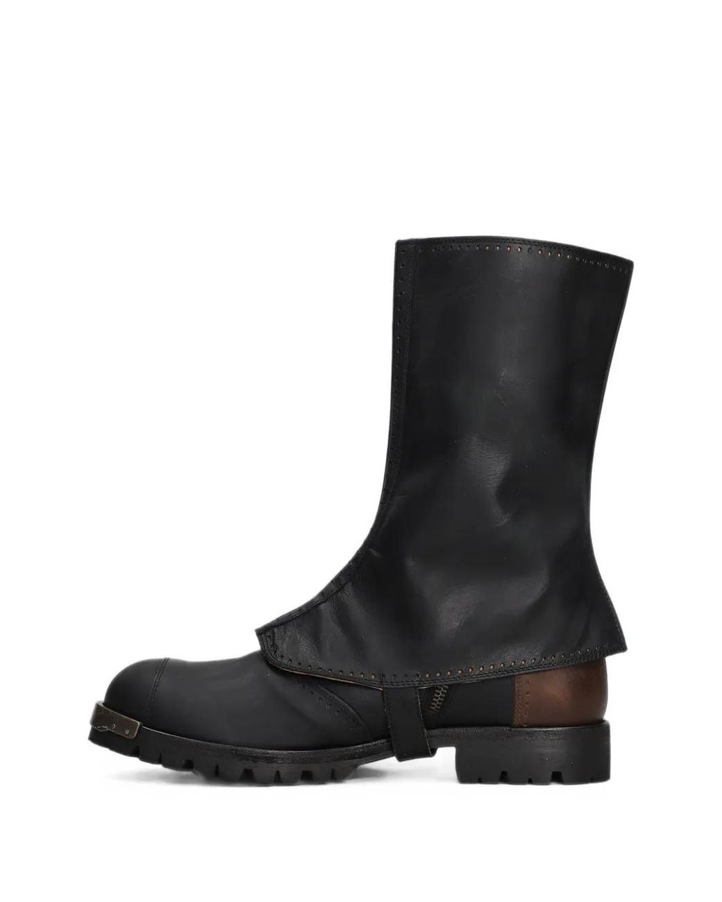 Ziggy Chen Black Buckle-Fastening Leather Boots for men