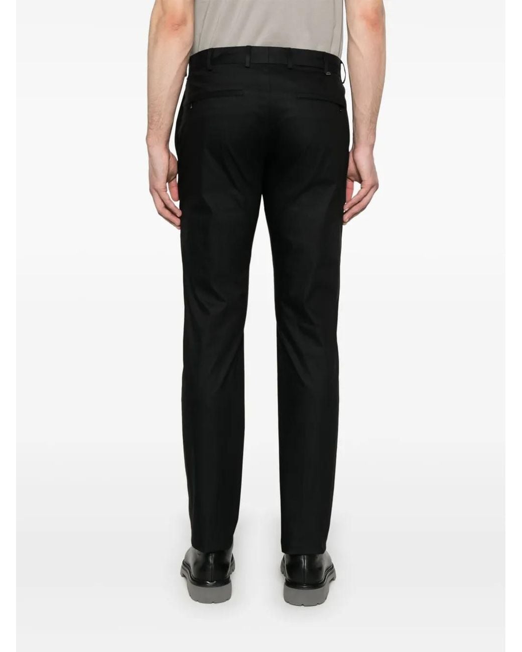 PT Torino Black Logo-Plaque Trousers for men