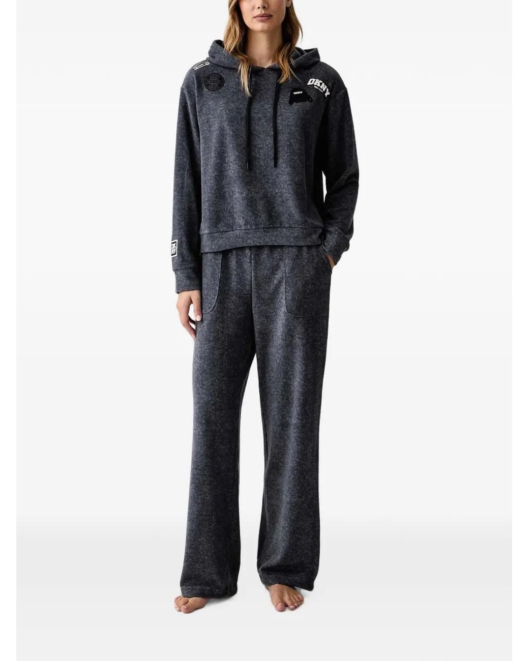DKNY Black Logo-Patch Pajama Set