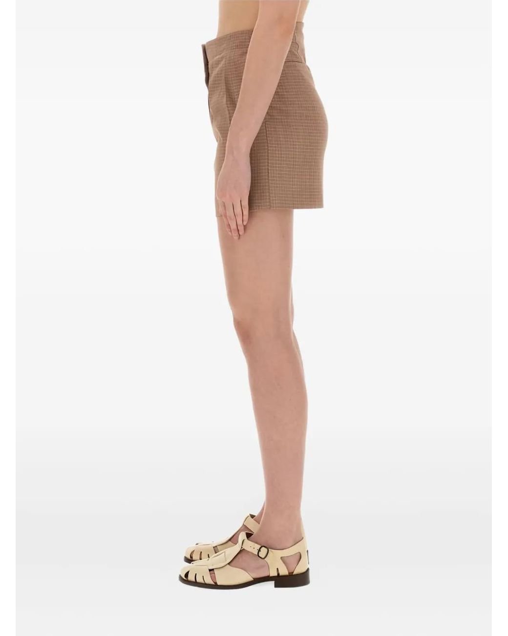Alysi Natural Checked Mini Skirt