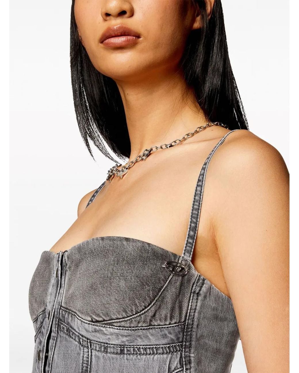 DIESEL Gray De-Dressy Denim Midi Dress