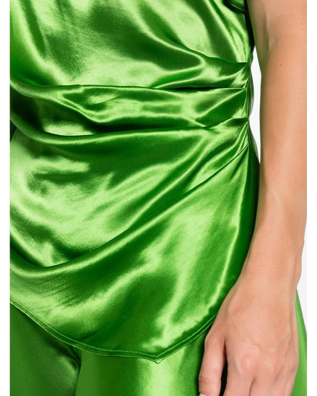 Erika Cavallini Semi Couture Green Draped Asymmetric Blouse