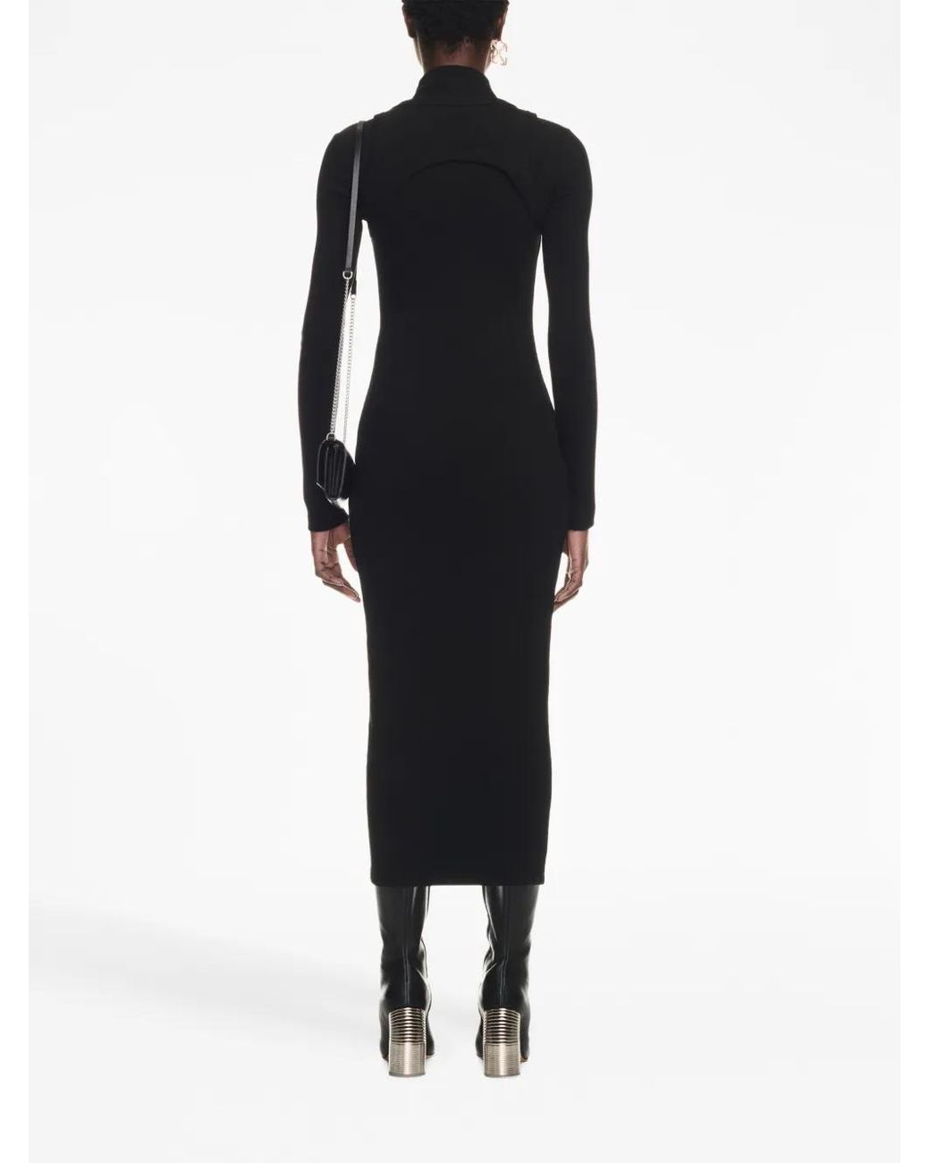 Off-White c/o Virgil Abloh Black Women Off Stamp Rib Round Long Dress