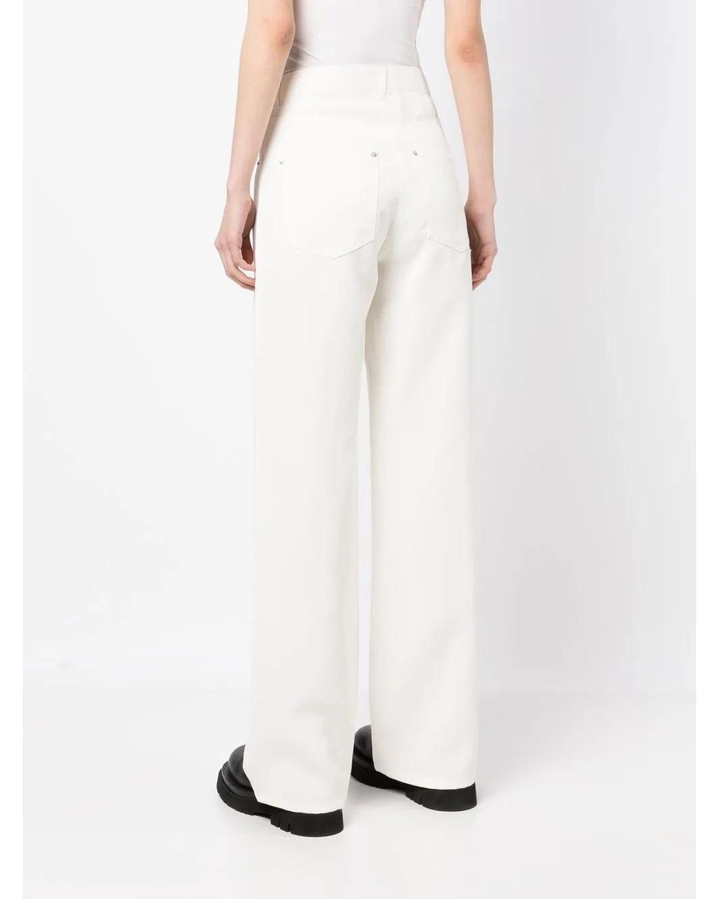 Vaqueros Rectos Con Estampado Gráfico Pushbutton de color White