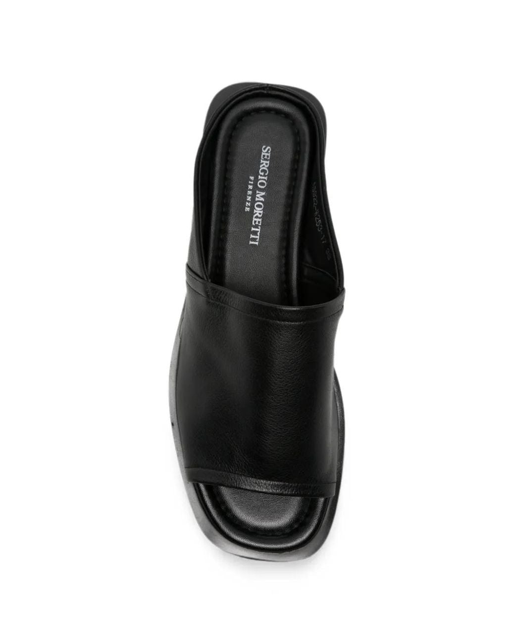 SERGIO MORETTI FIRENZE Black Open-Toe Leather Sandals