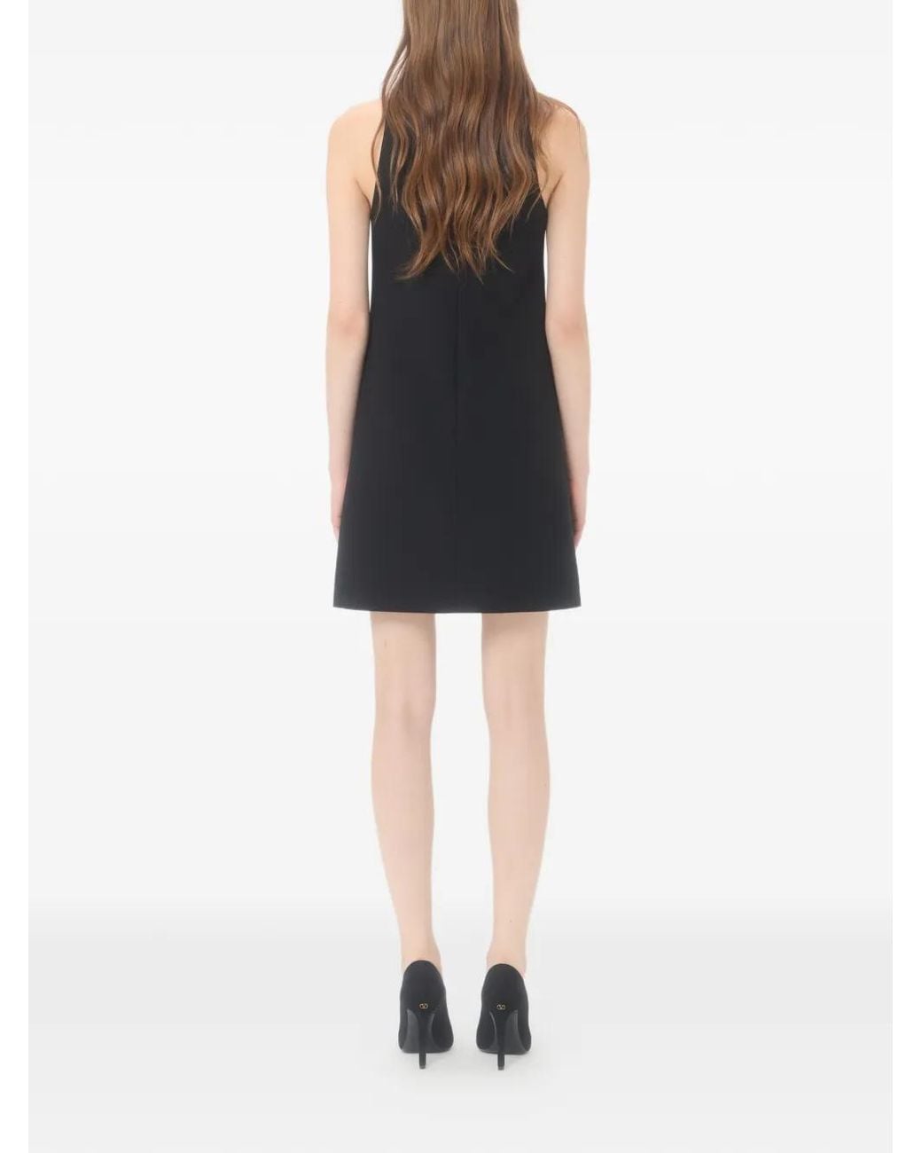 Valentino Garavani Black Embroidered Crepe Couture Short Dress