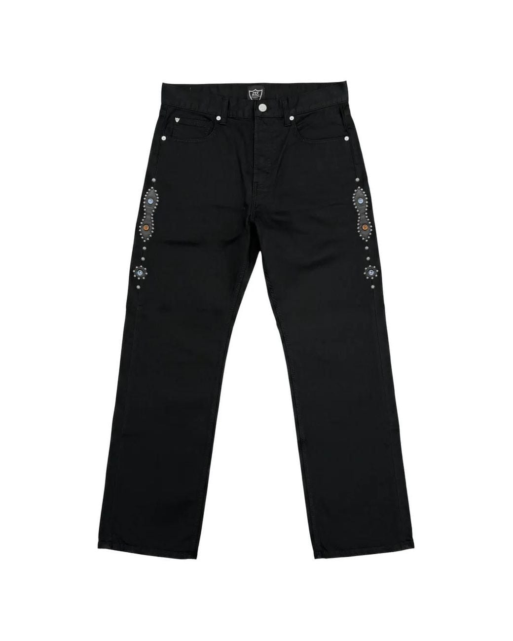 HTC Black Studded Moustache Jeans for men
